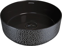 Grossman Раковина накладная Color 35.5 GR-5010BBL черная с текстурой кожи крокодила – фотография-1